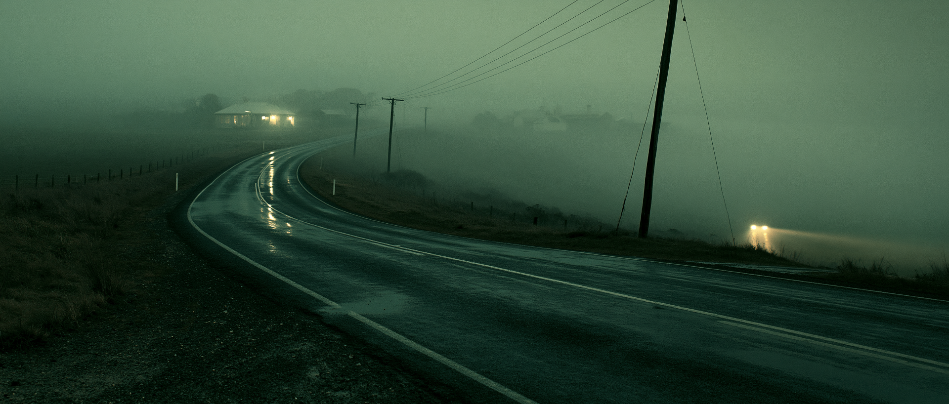 Empty island road at dusk